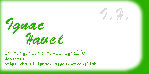 ignac havel business card